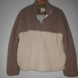 Thread + Supply Pale Mauve Milk Pullover Half Zip Sherpa Pullover Size: XL